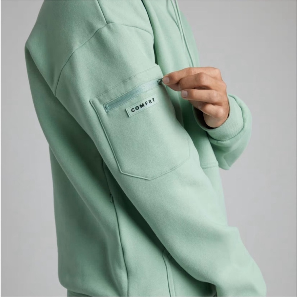 Travel Hoodie with Built-in Eye Mask. Passport pocket. Great for air travel. - Picture 4 of 5